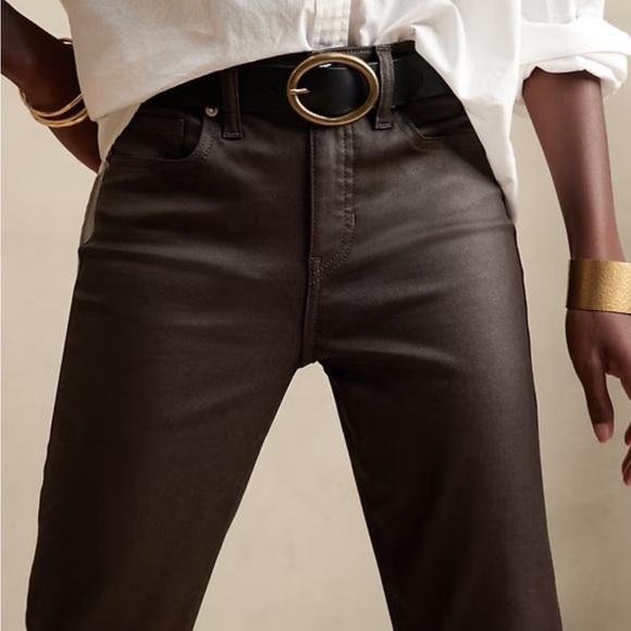 Banana Republic Factory Chocolate Brown High Rise Slim Coated Jeans NWOT Sz 28/6 - Picture 2 of 13